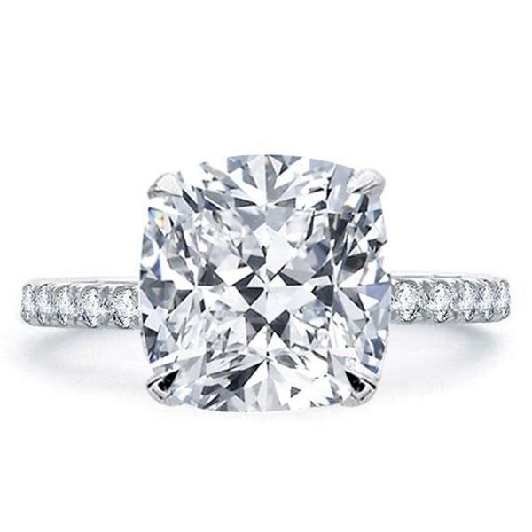 Cushion Cut White Sapphire Engagement Ring - Sterling Silver, Affordable & Classic