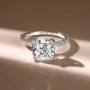 Cushion Cut White Sapphire Engagement Ring - Sterling Silver, Affordable & Classic