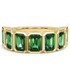 Emerald Green Half Eternity Band Ring, 3.50 CT. TW., 18K Gold Plated Sterling Silver