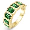 Emerald Green Half Eternity Band Ring, 3.50 CT. TW., 18K Gold Plated Sterling Silver