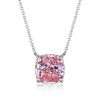 Cushion Cut Pink Solitaire Pendant Necklace in 925 Sterling Silver