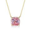 Cushion Cut Pink Solitaire Pendant Necklace in 925 Sterling Silver