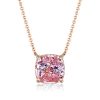 Cushion Cut Pink Solitaire Pendant Necklace in 925 Sterling Silver