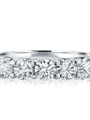 Sterling Silver Half Eternity Five Stone Wedding Band - 0.25 CT