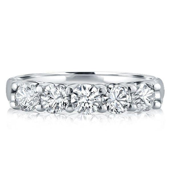 Sterling Silver Half Eternity Five Stone Wedding Band - 0.25 CT