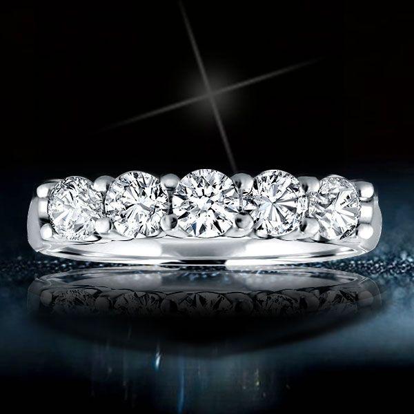 Sterling Silver Half Eternity Five Stone Wedding Band - 0.25 CT