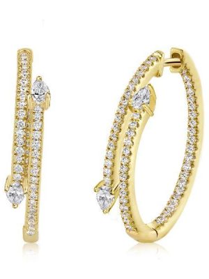 Golden Pear Cut Hoop Earrings - 18K Gold Plated Sterling Silver