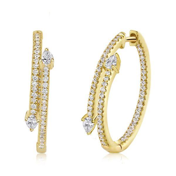 Golden Pear Cut Hoop Earrings - 18K Gold Plated Sterling Silver