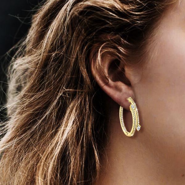 Golden Pear Cut Hoop Earrings - 18K Gold Plated Sterling Silver