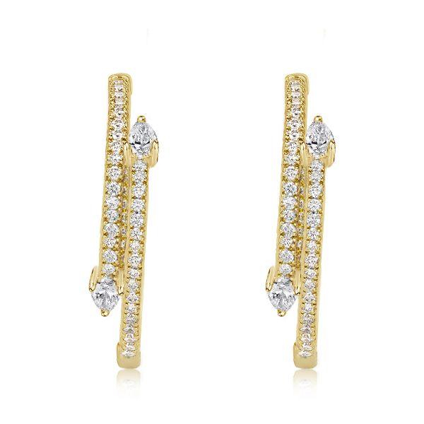 Golden Pear Cut Hoop Earrings - 18K Gold Plated Sterling Silver