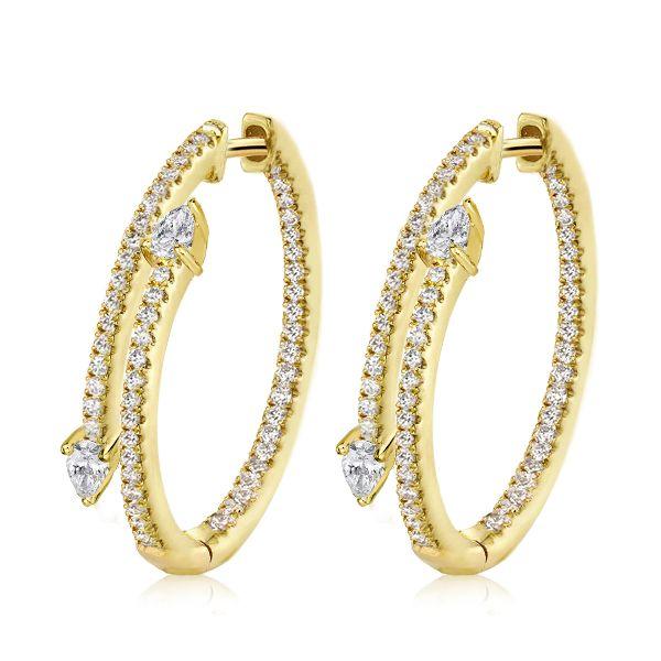 Golden Pear Cut Hoop Earrings - 18K Gold Plated Sterling Silver