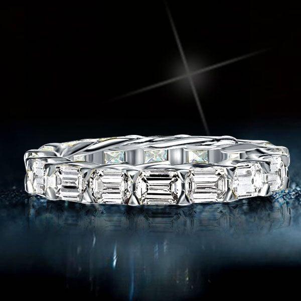 Vintage Baguette Wedding Band Ring | 4.00 CT. TW. Simulated Stones | Sterling Silver