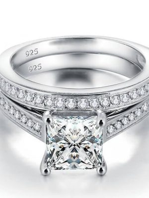 Princess Cut Sterling Silver Bridal Set - 2.43 CT. TW. Cubic Zirconia