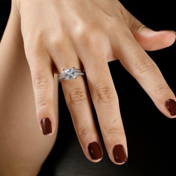 Princess Cut Sterling Silver Bridal Set - 2.43 CT. TW. Cubic Zirconia