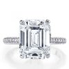 Classic Emerald Cut Created White Sapphire Engagement Ring - 925 Sterling Silver