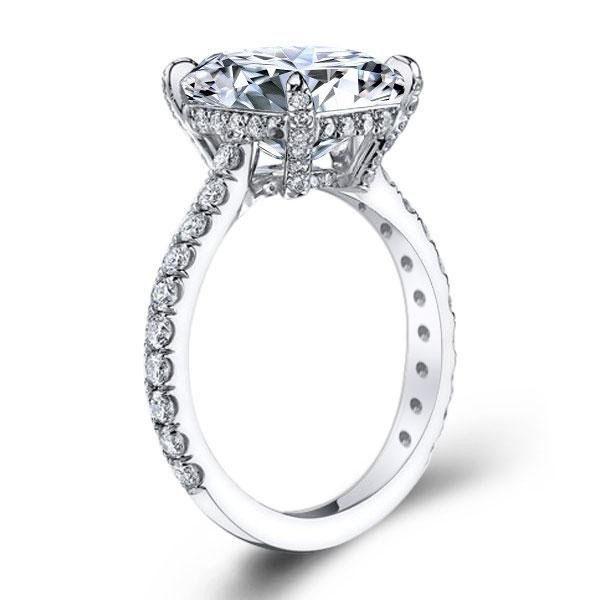 Classic Emerald Cut Created White Sapphire Engagement Ring - 925 Sterling Silver