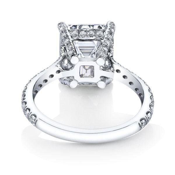 Classic Emerald Cut Created White Sapphire Engagement Ring - 925 Sterling Silver