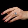 Classic Emerald Cut Created White Sapphire Engagement Ring - 925 Sterling Silver