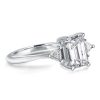 Emerald Cut Three Stone Engagement Ring - 925 Sterling Silver