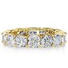 Cushion Cut Eternity Band | 18K Gold Plated Sterling Silver Created White Sapphire Wedding Band
