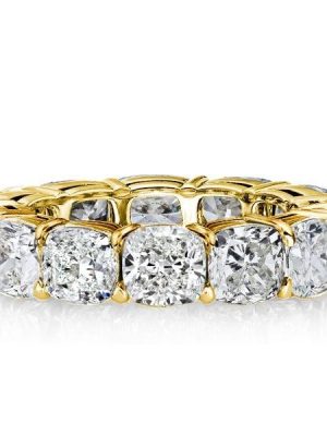 Cushion Cut Eternity Band | 18K Gold Plated Sterling Silver Created White Sapphire Wedding Band