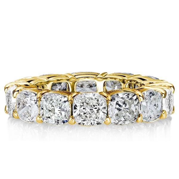 Cushion Cut Eternity Band | 18K Gold Plated Sterling Silver Created White Sapphire Wedding Band