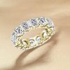 Cushion Cut Eternity Band | 18K Gold Plated Sterling Silver Created White Sapphire Wedding Band