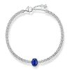 Blue Sapphire Tennis Bracelet for Women in 925 Sterling Silver with Oval and Round Cuts