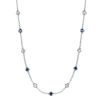 Blue & White Sapphire Bezel Set Sterling Silver Tennis Necklace - 16-22 Inches