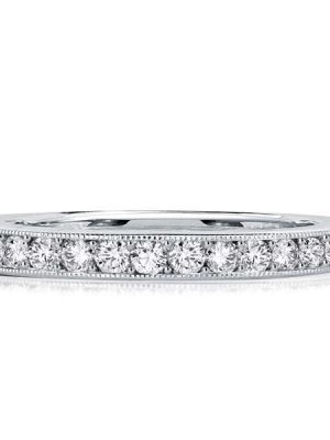 0.93 CT. TW. Eternity Channel Setting Wedding Band in Rhodium Plated Sterling Silver