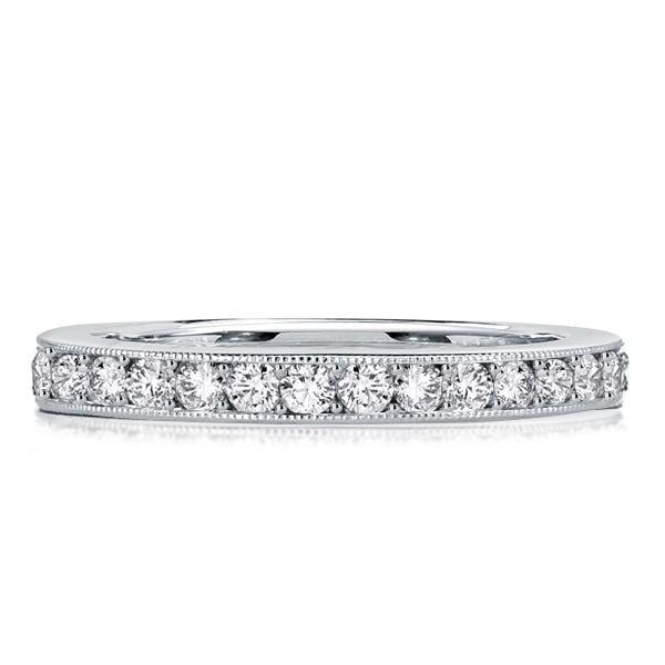 0.93 CT. TW. Eternity Channel Setting Wedding Band in Rhodium Plated Sterling Silver