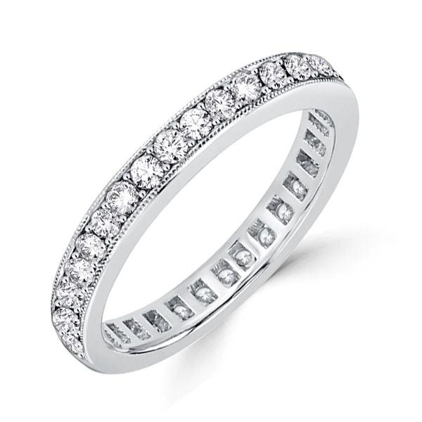 0.93 CT. TW. Eternity Channel Setting Wedding Band in Rhodium Plated Sterling Silver