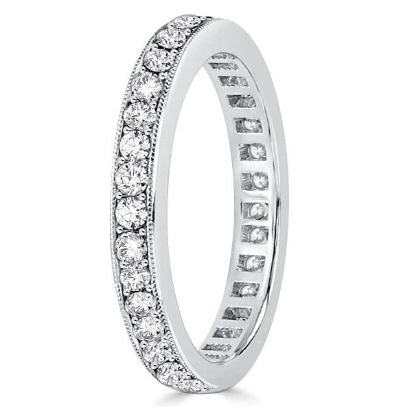 0.93 CT. TW. Eternity Channel Setting Wedding Band in Rhodium Plated Sterling Silver
