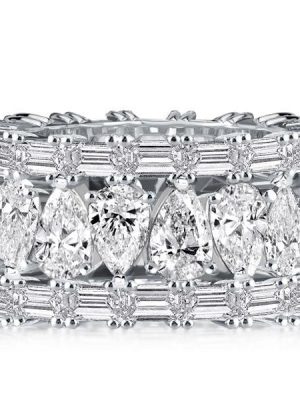 Multi-Row Pear Cut White Sapphire Eternity Wedding Band in Sterling Silver