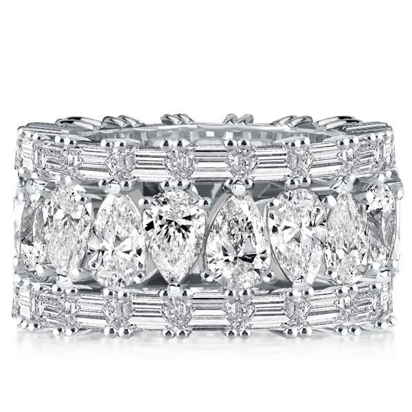 Multi-Row Pear Cut White Sapphire Eternity Wedding Band in Sterling Silver