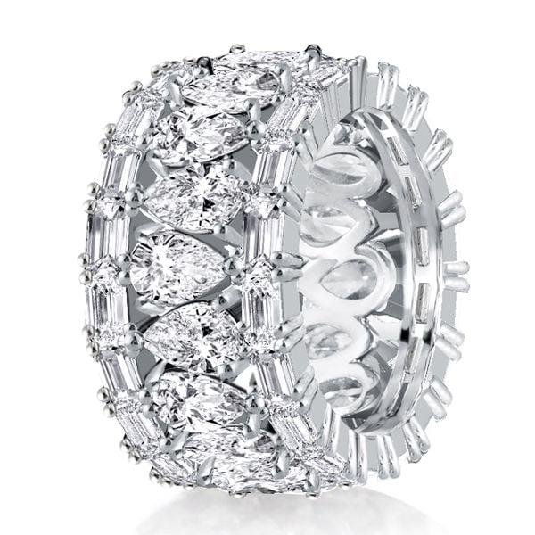 Multi-Row Pear Cut White Sapphire Eternity Wedding Band in Sterling Silver