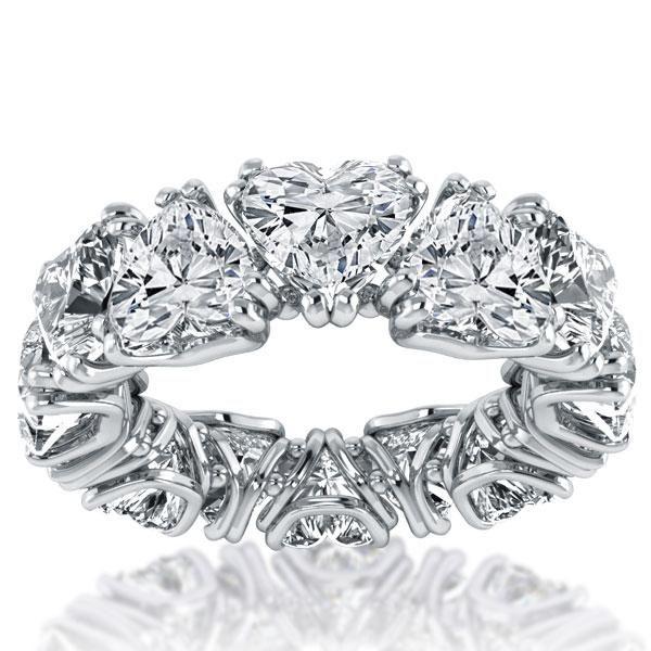 Heart Eternity Band - Created White Sapphire Wedding Ring in Sterling Silver