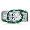 Art Deco Emerald Green Pear Cut Wedding Ring - 925 Sterling Silver