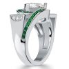 Art Deco Emerald Green Pear Cut Wedding Ring - 925 Sterling Silver