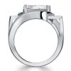 Art Deco Emerald Green Pear Cut Wedding Ring - 925 Sterling Silver