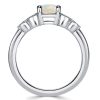 Round Cut Opal Engagement Ring in Rhodium Plated 925 Sterling Silver