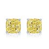 Cushion Cut Yellow Topaz Stud Earrings - 925 Sterling Silver