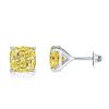 Cushion Cut Yellow Topaz Stud Earrings - 925 Sterling Silver