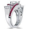 Art Deco Pear Ruby Ring - 925 Sterling Silver Wedding Ring for Women