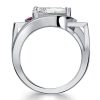 Art Deco Pear Ruby Ring - 925 Sterling Silver Wedding Ring for Women