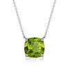 Cushion Cut Peridot Solitaire Pendant Necklace in Sterling Silver
