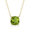 Cushion Cut Peridot Solitaire Pendant Necklace in Sterling Silver