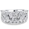 Sterling Silver Bezel Set Anniversary Band Ring with Round & Pear Cut White Sapphire