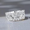 Sterling Silver Bezel Set Anniversary Band Ring with Round & Pear Cut White Sapphire