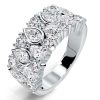 Sterling Silver Bezel Set Anniversary Band Ring with Round & Pear Cut White Sapphire